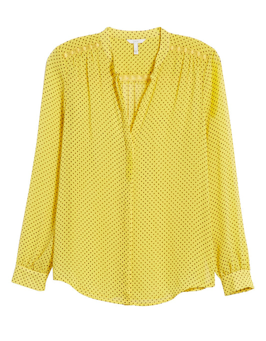 Joie Women's Yellow Polka Dot Mintee Blouse Silk Top