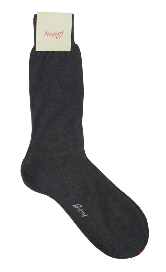 Brioni Men's 100% Cotton Charcoal Gray Socks
