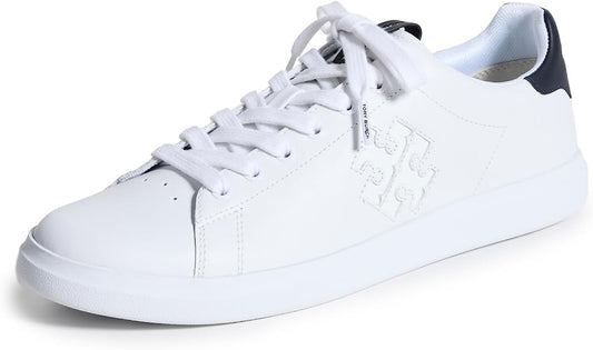 Tory Burch Women Logo Howell Court Lace Up Sneakers White/Perfect Navy