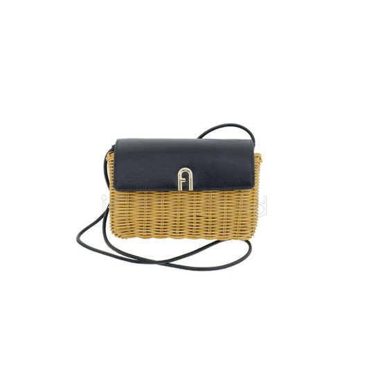 Furla Women Diamante Basket Weave Leather Mini Crossbody Bag Nero OS