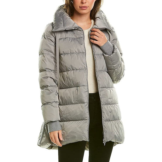 Herno Women's Gray Warm Quilted Down Puffer Coat Jacket,Gray