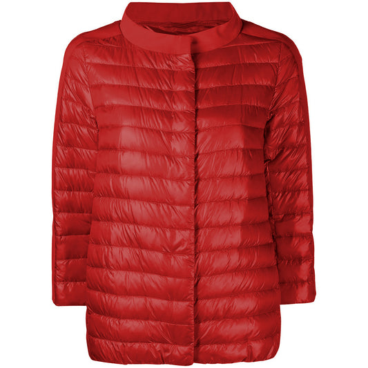 Herno Women's Rosso Red Ultralight Lightweight Down Short Jacket,Red