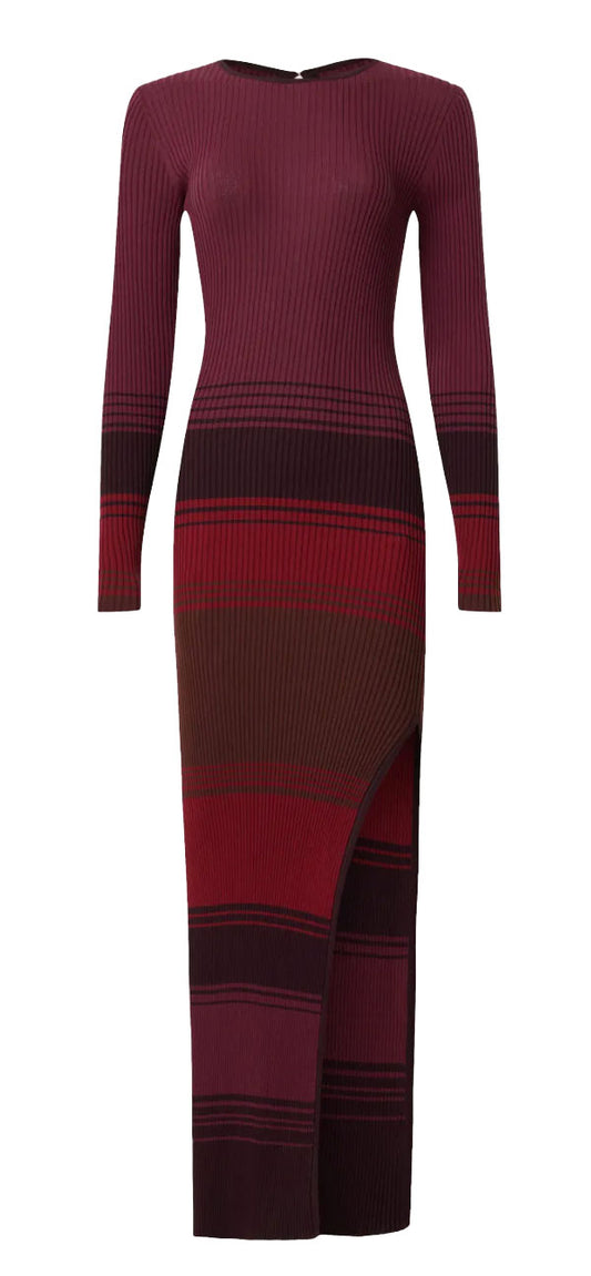 Staud Edna Women 100% Polyester Front Slit Dress Syrah Blend