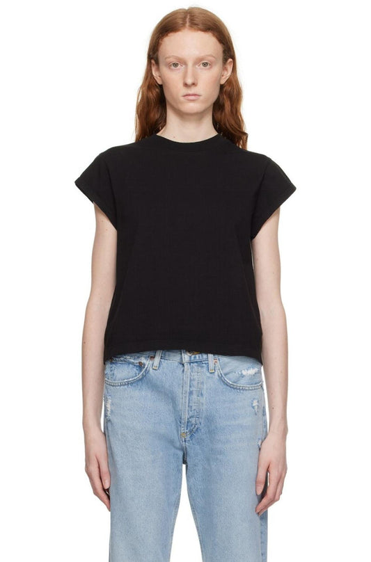 AGOLDE Women's Bryce Cap Sleeve T-Shirt, Black