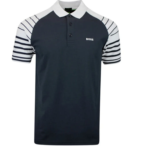 Hugo Boss Men's Paule 3 Blue Short Sleeve Cotton Polyester Polo T-Shirt