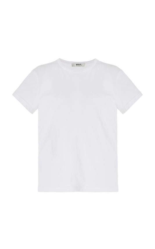 AGOLDE Women's Solid White Crew Neck T-Shirt