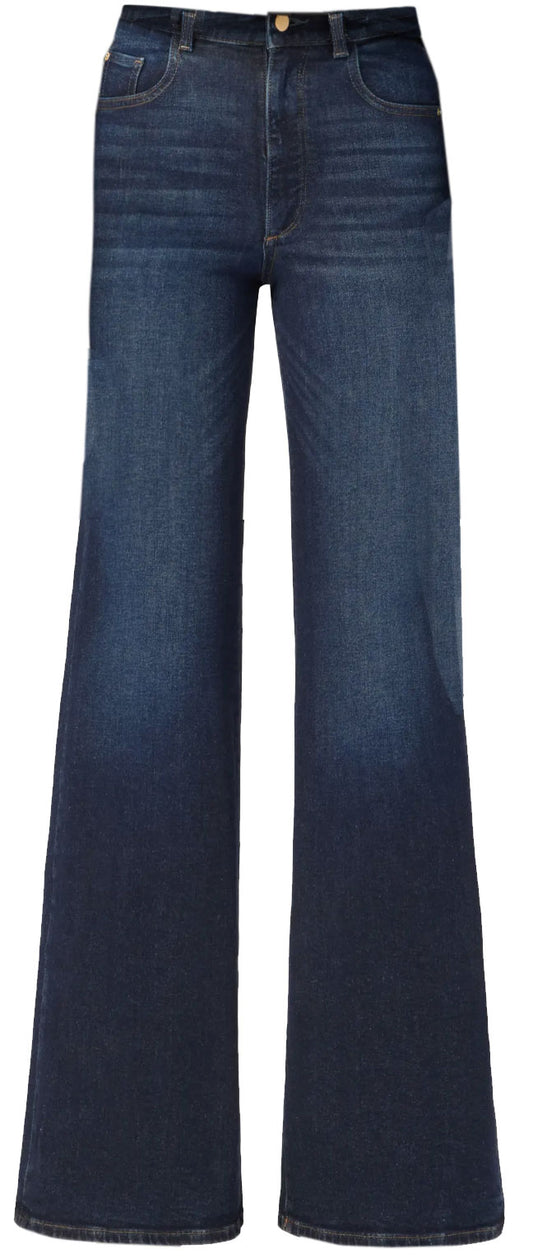 Dl1961 Women Hepburn Wide Leg High Rise Vintage 32' Mediterranean Denim Jeans