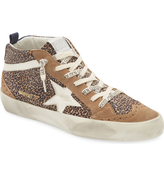 Golden Goose Women Leopard Mid Star Classic Hi Top Leather Suede Sneakers Shoes