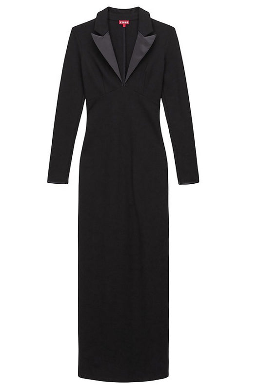 Staud Women Humboldt Faux Leather Collar Maxi Dress Black