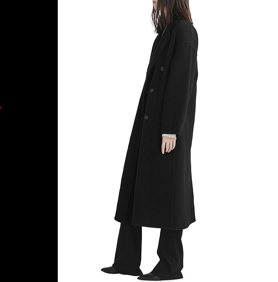 Rag & Bone Women Thea Italian Wool Splittable Coat Black Winter Outerwear