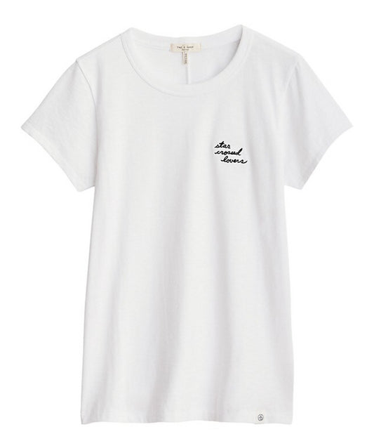 Rag & Bone Women Star Crossed Lovers Tee Short Sleeve Cotton T-Shirt White