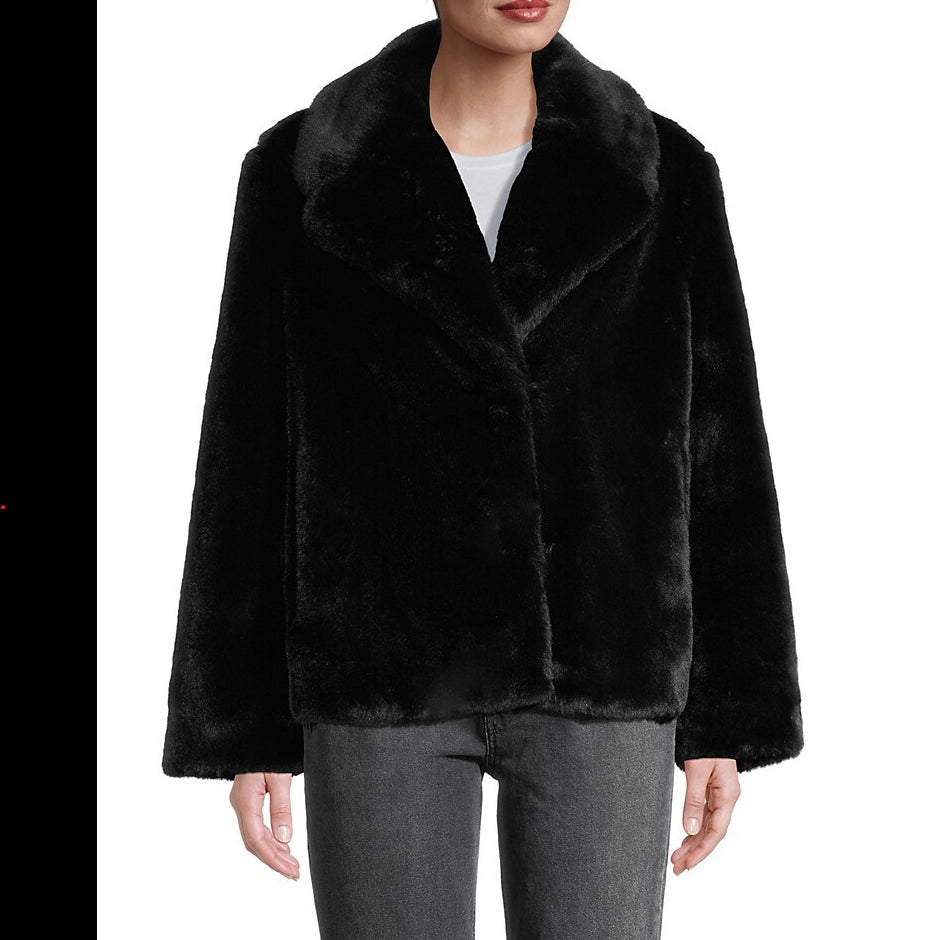 Apparis Milly Plant-Based Faux-Fur Coat, Black