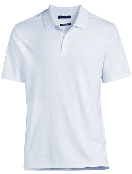 Vince Men's S/S PIMA Polo Glacier Light Blue Short Sleeve Cotton T-Shirt