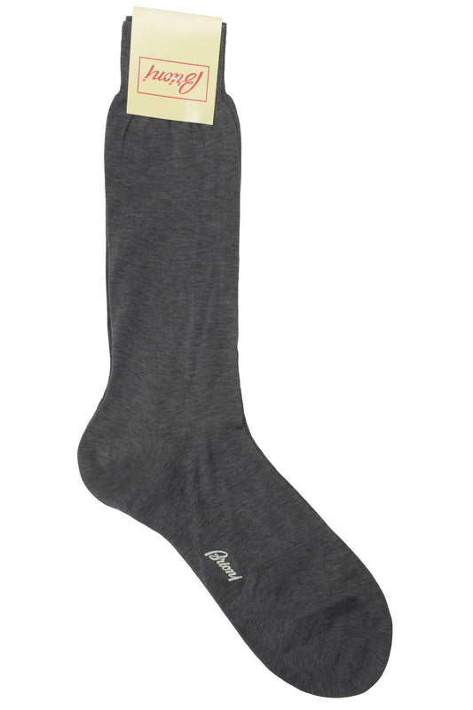 Brioni Men's 100% Cotton Gray Socks