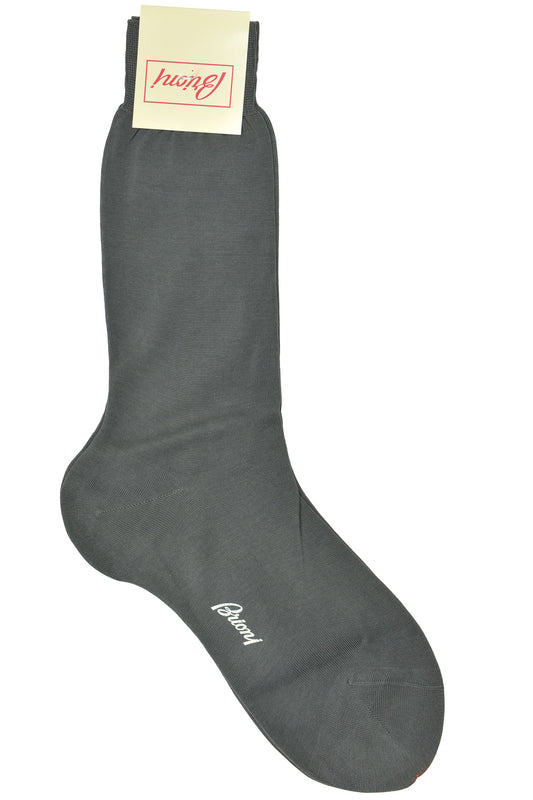 Brioni Men's 100% Cotton Slate Gray Socks