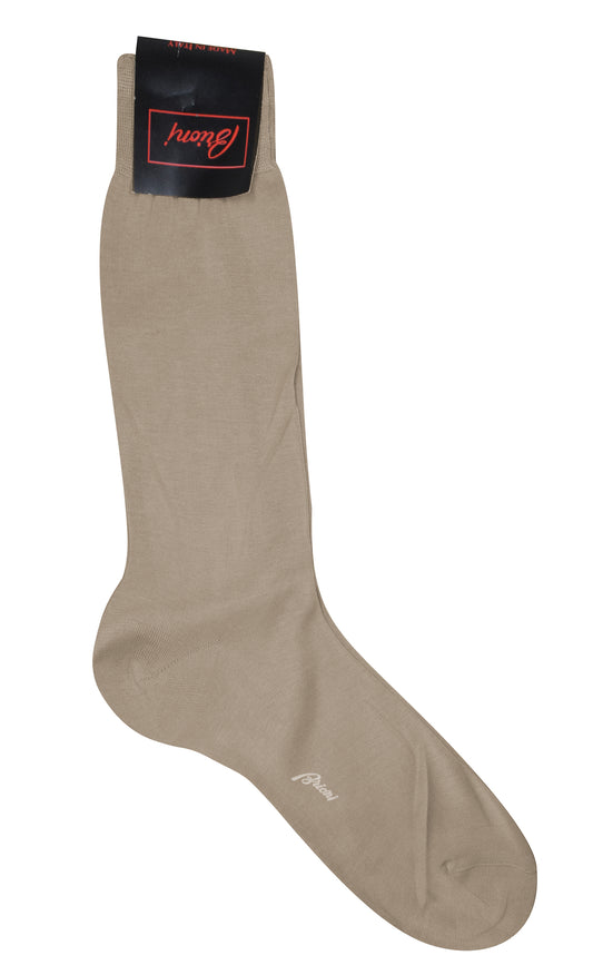 Brioni Men's Taupe Brown 100% Cotton Knit Socks