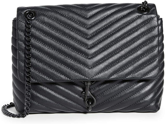Rebecca Minkoff Women Edie Quilted Flap Shoulder Leather Bag 001-Black OS