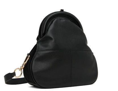 See by Chloe Women's Mara Frame Caramello Suede Leather Handbag Solid Black