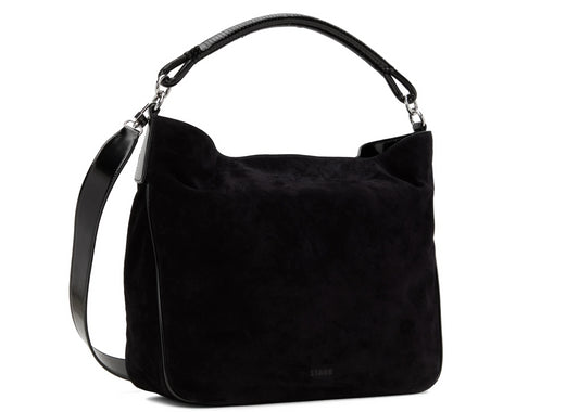 STAUD Women's Black Suede Leather Large Hobo Handbag