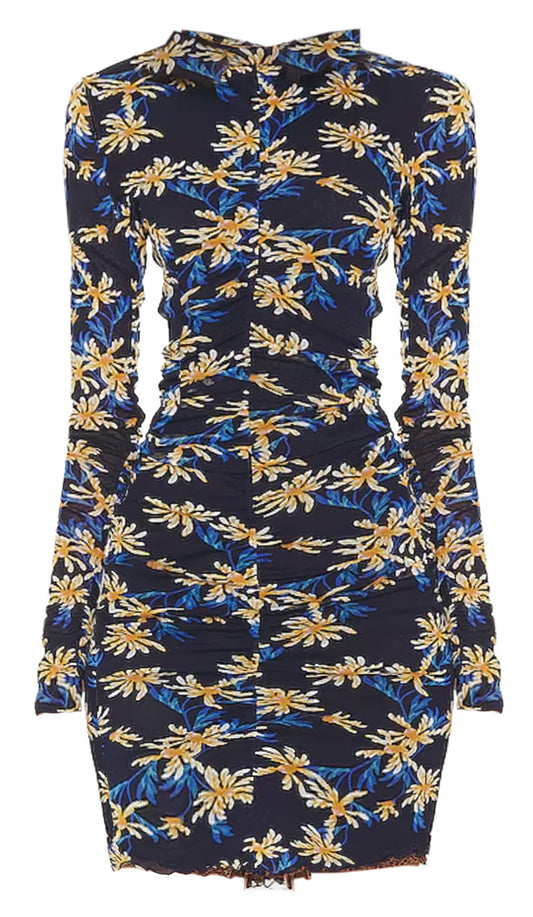 Diane Von Furstenberg Dvf Azula Reversible Dress Paris Floral Sm Navy/Tiny Bean