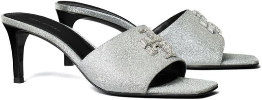 Tory Burch Women's Eleanor Pave Mule Sandal 65Mm Heeled, Diamond/Perfect Black