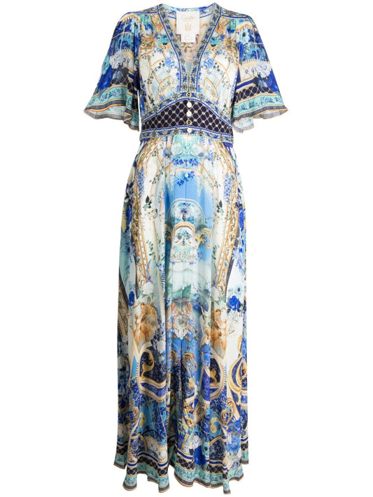 Camilla International Shaped Waistband Dress With Flutter Sleeves
