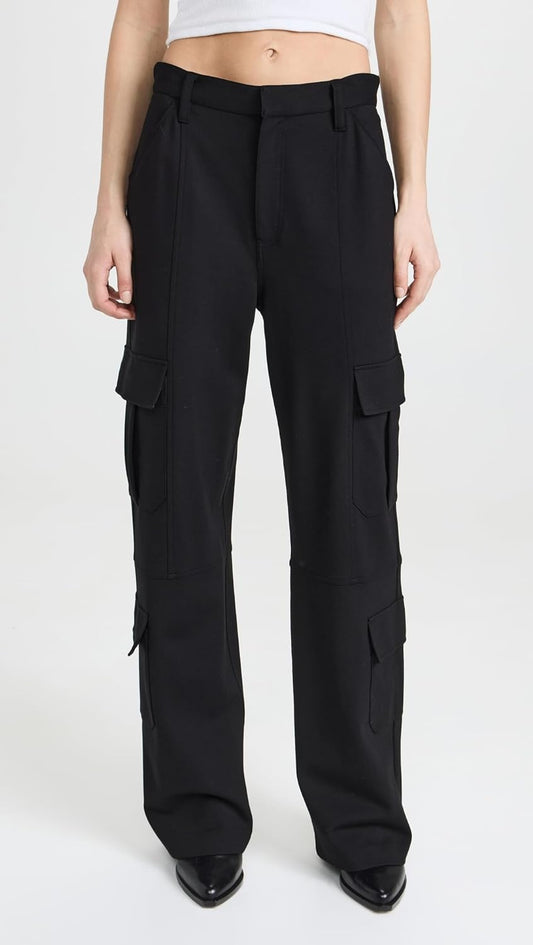rag & bone Womens Irina Full Length Jersey Cargo Pants Black