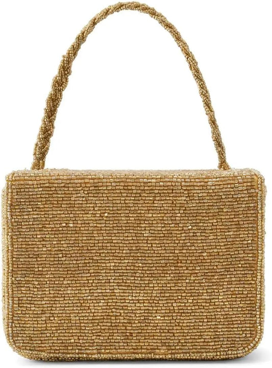 STAUD Women's Gold Carmen Beaded Box Bag
