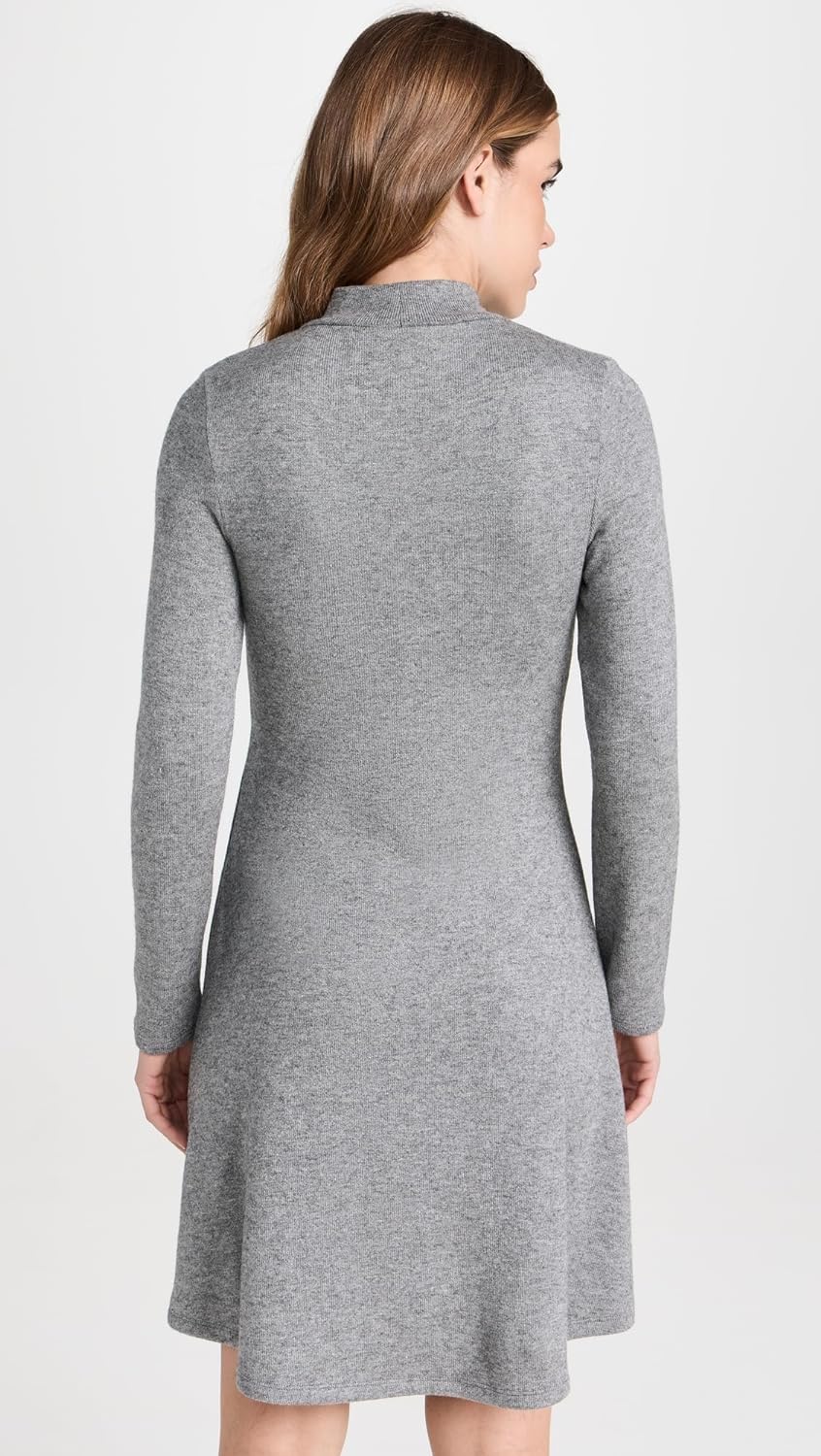 Vince Women's Long Sleeve Short Knit Sweater Dress Silver Dust