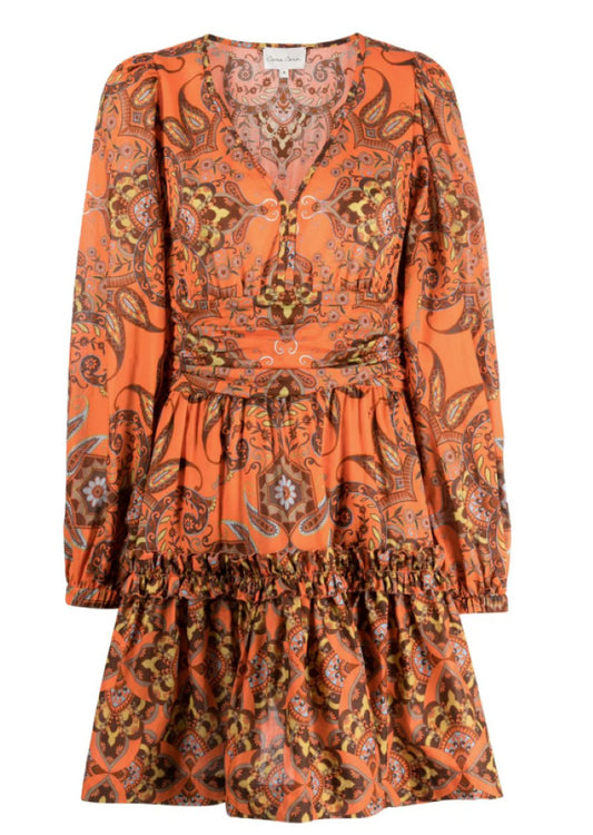 Cara Cara Women 100% Cotton Long Sleeves Harper Dress Nectarine Vintage Paisley