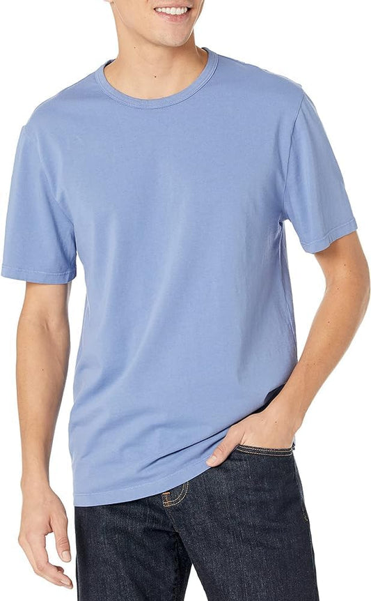 Vince Men's Garment Dye Short Sleeve Light Blue Crew Neck T-Shirt
