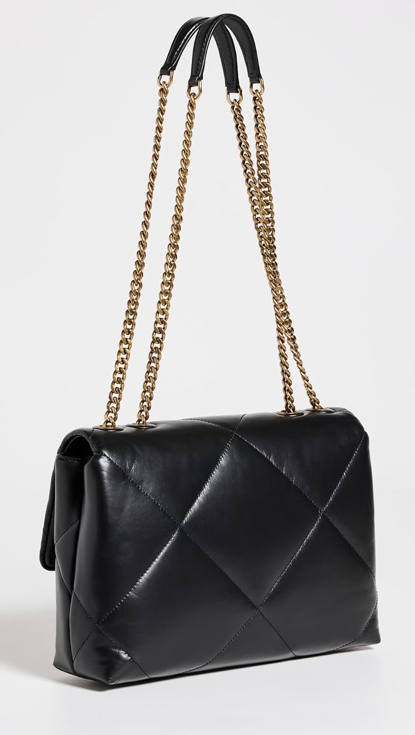 Tory Burch Hb Women Shoulder Bag Kira Diamond Quilt Convertible Black OS